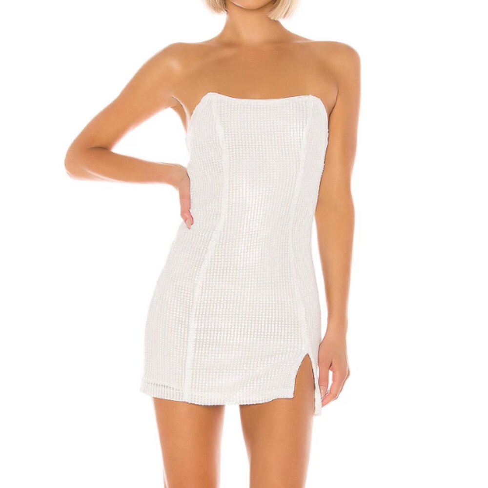 Michael Costello x REVOLVE Reid Mini Sequin Dress (White)